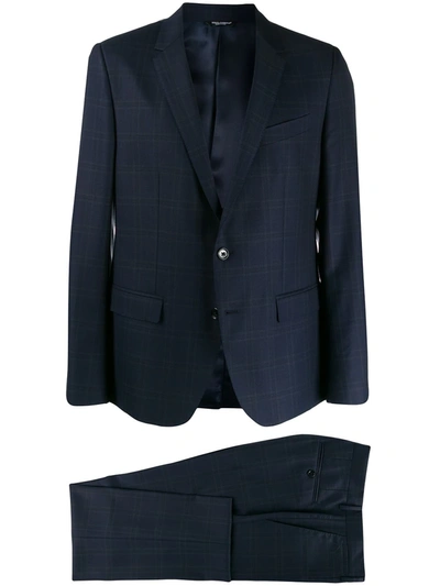 Shop Dolce & Gabbana Checked Single Breasted Suit In Blue