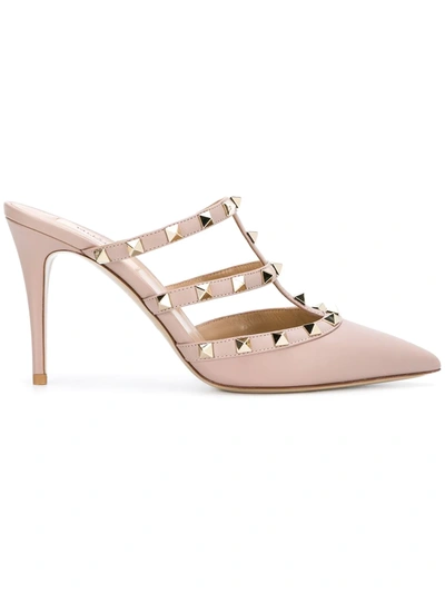 Shop Valentino Rockstud Mules In Pink