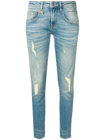 Shop R13 Distressed Skinny Jeans In Blue