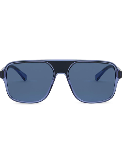 Shop Dolce & Gabbana Logo-embossed Square-frame Sunglasses In Blue