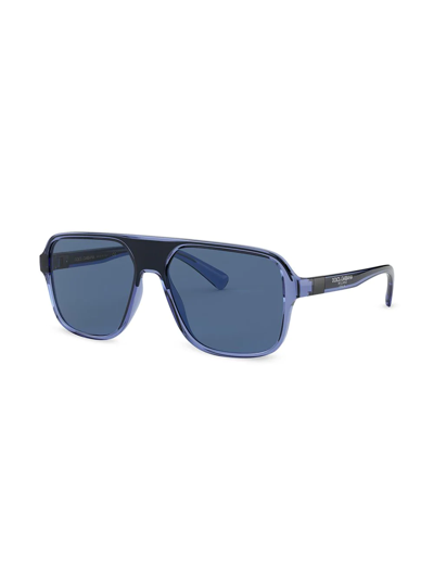 Shop Dolce & Gabbana Logo-embossed Square-frame Sunglasses In Blue