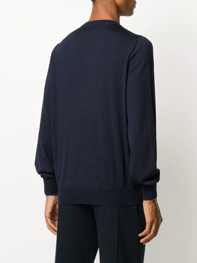 Brunello Cucinelli Men Crew-neck Sweater In Virgin Wool And Cashmere In Blue