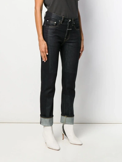 Shop Zilver Contrast Print Cropped Jeans In Blue