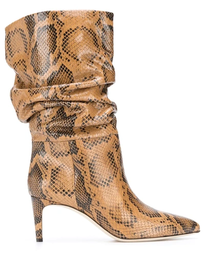 Shop Paris Texas Snakeskin-effect Slouchy Boots In Neutrals
