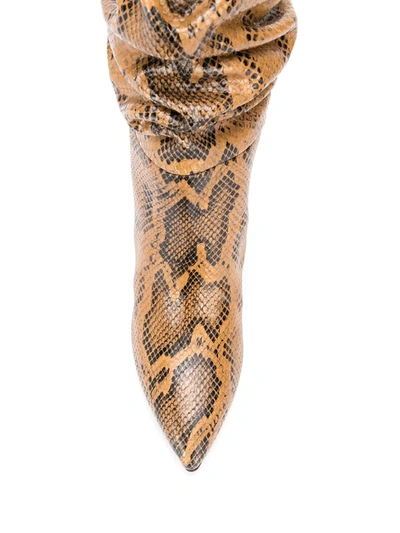 Shop Paris Texas Snakeskin-effect Slouchy Boots In Neutrals