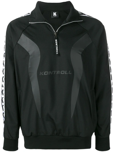 Shop Kappa Logo Stripe Pullover Track Jacket In Black