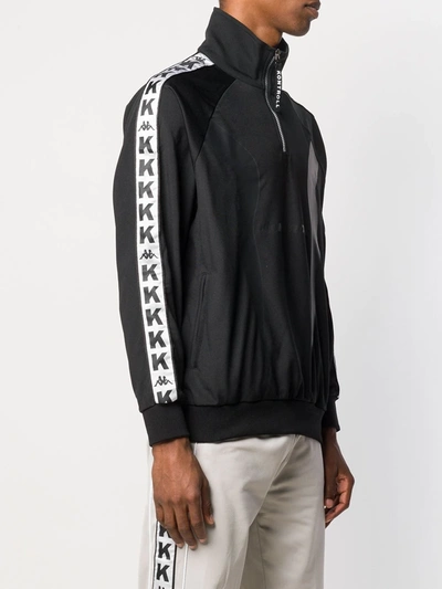 Shop Kappa Logo Stripe Pullover Track Jacket In Black