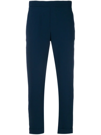 Shop P.a.r.o.s.h Rolled Cropped Trousers In Blue