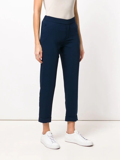 Shop P.a.r.o.s.h Rolled Cropped Trousers In Blue