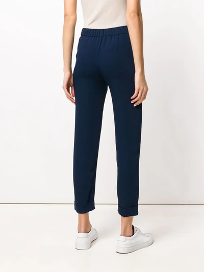 Shop P.a.r.o.s.h Rolled Cropped Trousers In Blue