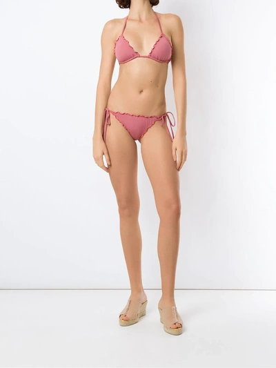 Shop Amir Slama Ruffled Triangle Bikini Set In Pink
