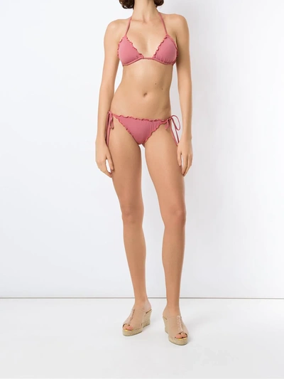 Amir Slama Ruffled Triangle Bikini Set In Pink