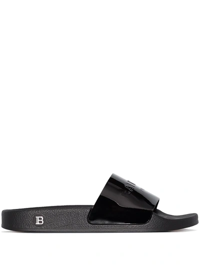 Shop Balmain Calypso Slip-on Slides In Black