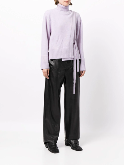 Shop Eudon Choi Side Tie-fastening Jumper In Violett