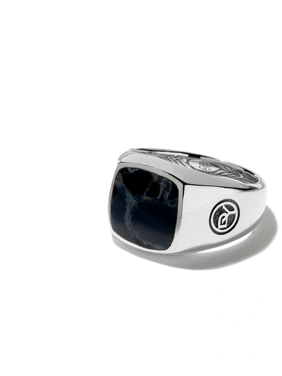 David Yurman Sterling Silver Exotic Stone Pietersite Signet Ring In Ssbpy