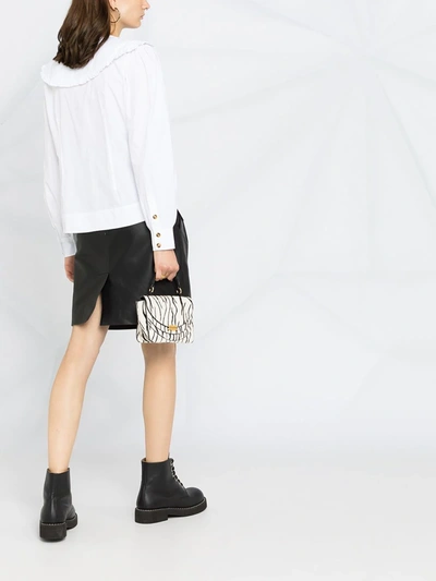 Shop Ganni Oversized-collar Buttoned Blouse In White
