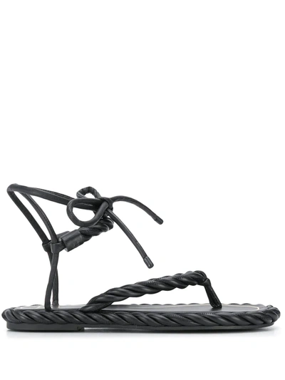 Shop Valentino The Rope Flat Sandals In Black