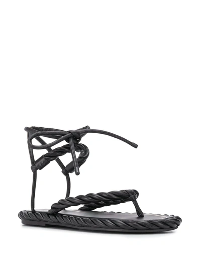 Shop Valentino The Rope Flat Sandals In Black