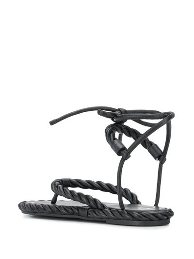 Shop Valentino The Rope Flat Sandals In Black