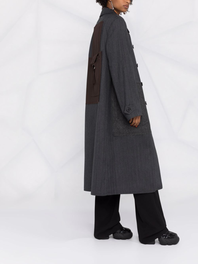 Shop Maison Margiela Contrasting Panel Single-breasted Coat In Grey