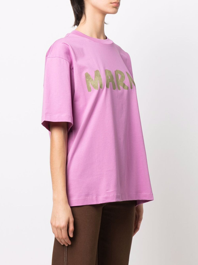 Shop Marni Logo-print T-shirt In Violett