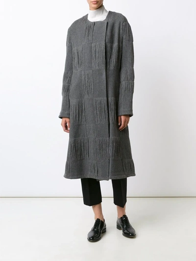 Shop Narciso Rodriguez Textured Check Coat In Grey