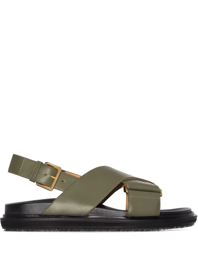 BLUE AND GREEN FUSSBETT LEATHER SANDALS