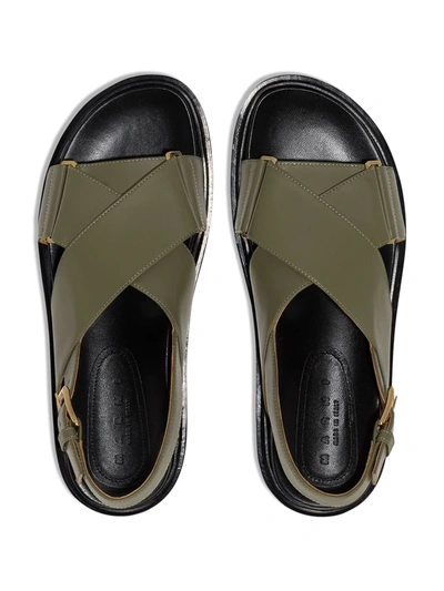 Marni Fussbett Colour-block Leather Sandals In Blue