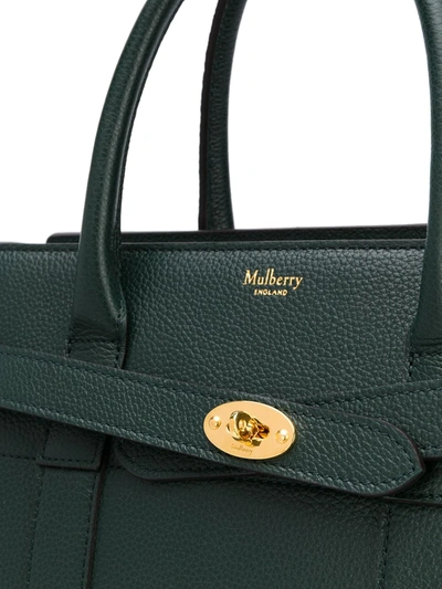 Shop Mulberry Bayswater Logo Tote Bag In Green