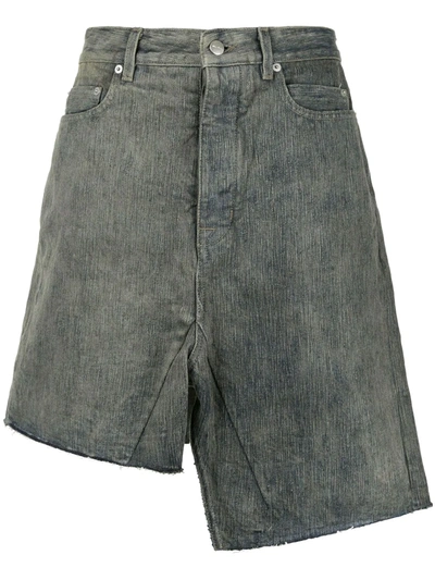 Shop Rick Owens Asymmetric Denim Skirt In Blue