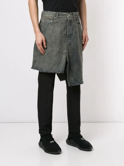 Shop Rick Owens Asymmetric Denim Skirt In Blue