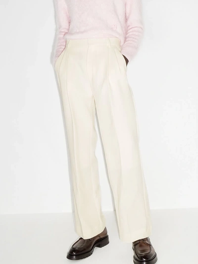 Shop Casablanca Pleated High-waisted Trousers In Nude