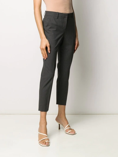Theory High Waist Tapered Leg Trousers In Grey