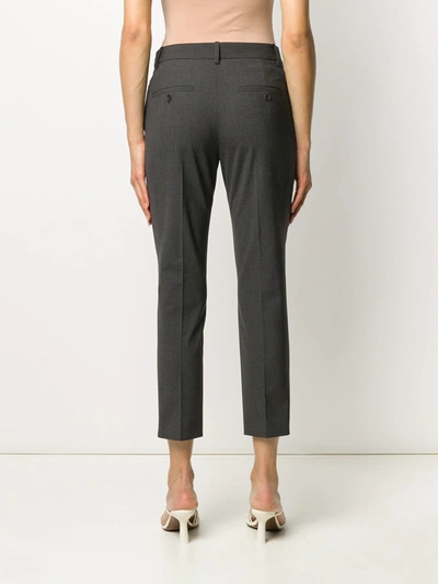 Shop Theory High Waist Tapered Leg Trousers In Grey