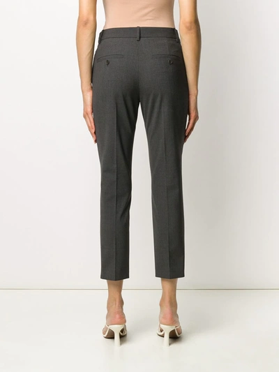 Theory High Waist Tapered Leg Trousers In Grey