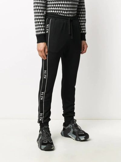 Shop Valentino Logo Tape Track Trousers In Black