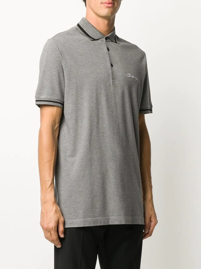 Shop Dolce & Gabbana Embroidered Logo Polo Shirt In Grey