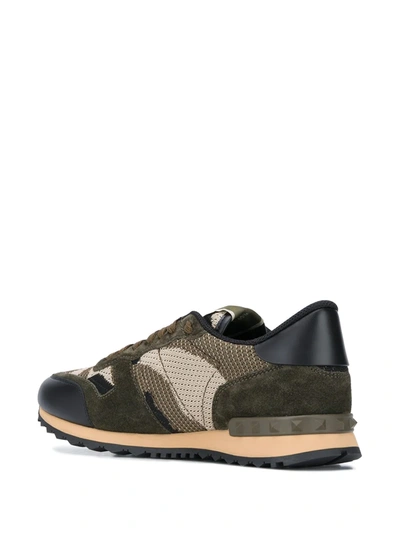 Shop Valentino Rockrunner Camouflage-print Mesh Sneakers In Green