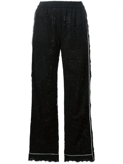 Shop Dolce & Gabbana Lace Palazzo Pants In Black