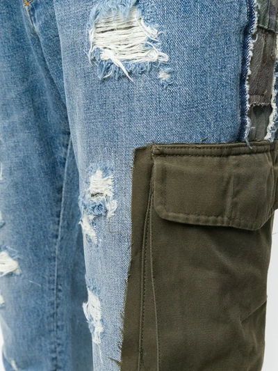 Shop Dolce & Gabbana Ripped Detail Piped Jeans In Blue