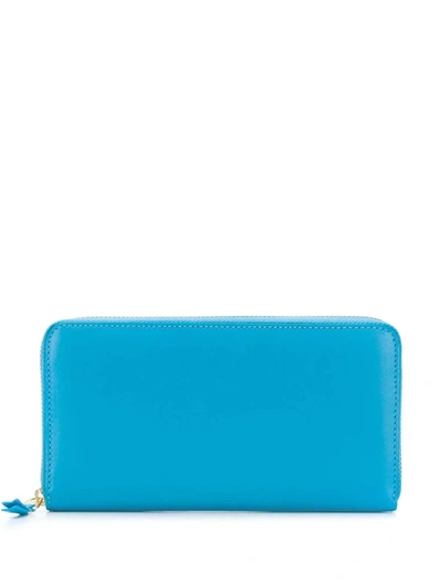 Comme Des Garçons Zip-around Leather Wallet In Blue