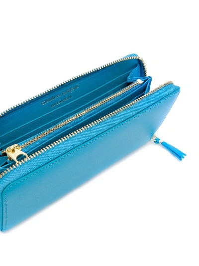 Shop Comme Des Garçons Zip-around Leather Wallet In Blue