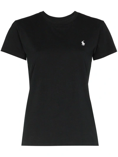 Polo Ralph Lauren Embroidered Logo T-shirt In Black