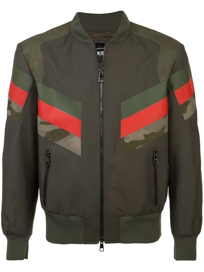 Shop Neil Barrett Panelled Stripe Bomber Jacket In Green