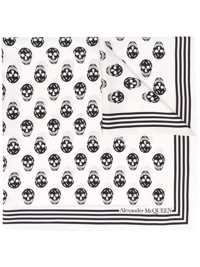 Shop Alexander Mcqueen Biker Skull Print Scarf In White