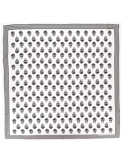 Alexander Mcqueen Alexander Mc Queen Biker Skull Silk Scarf In White