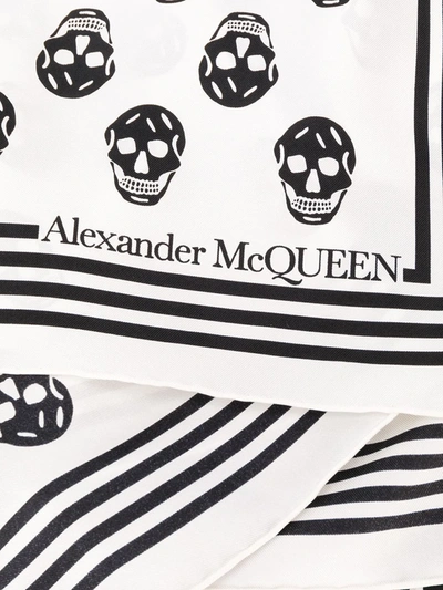 Shop Alexander Mcqueen Biker Skull Print Scarf In White