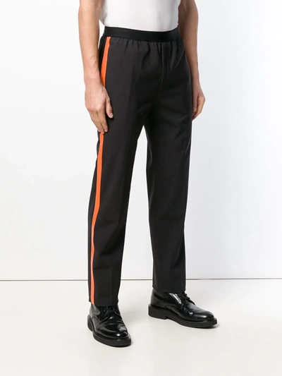 Shop Helmut Lang Side Stripe Trousers In Xw6 Charcoal/signal