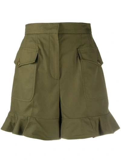 Shop Alexander Mcqueen High-waisted Ruffle Hem Shorts In Green