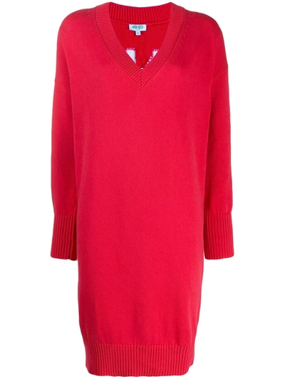 Shop Kenzo Logo Sweater Dress In Red